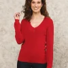 Pull rouge maille ajourée