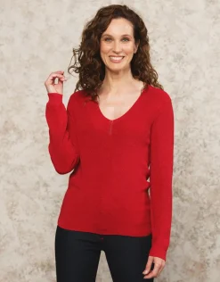 Pull rouge maille ajourée