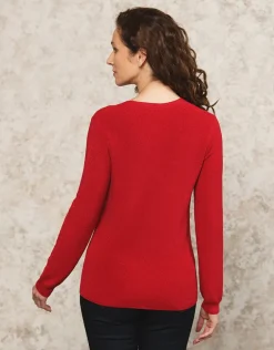 Pull rouge maille ajourée