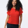Pull rouge manche courte