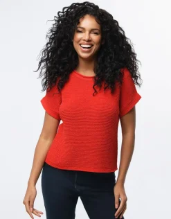 Pull rouge manche courte