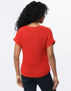 Pull rouge manche courte