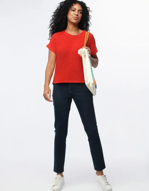 Pull rouge manche courte