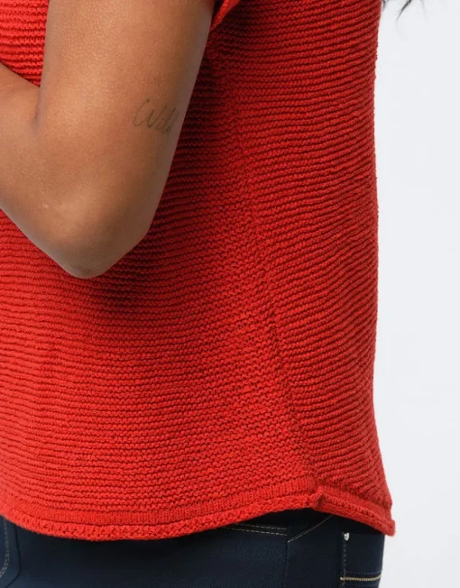 Pull rouge manche courte