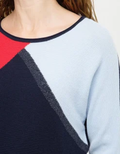 Pull tricolore ample