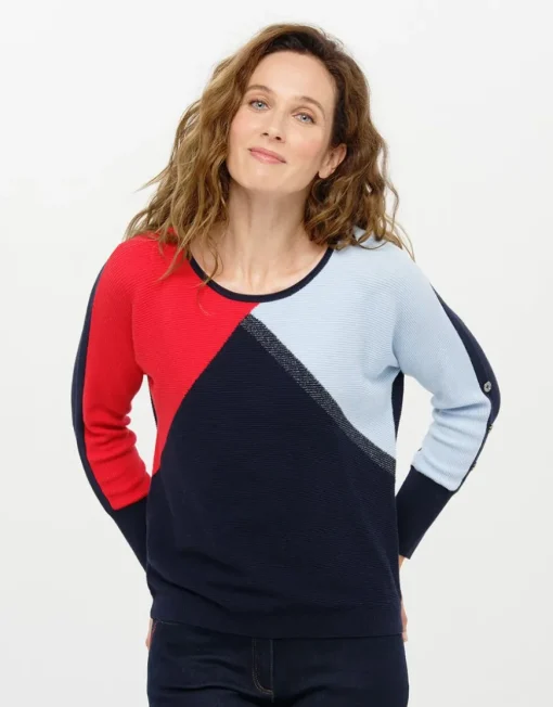 Pull tricolore ample