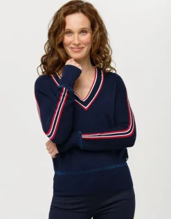 Pull V marine sport chic