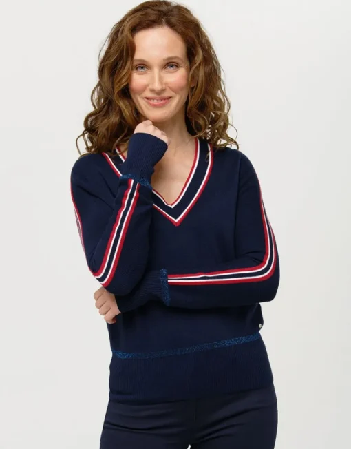 Pull V marine sport chic