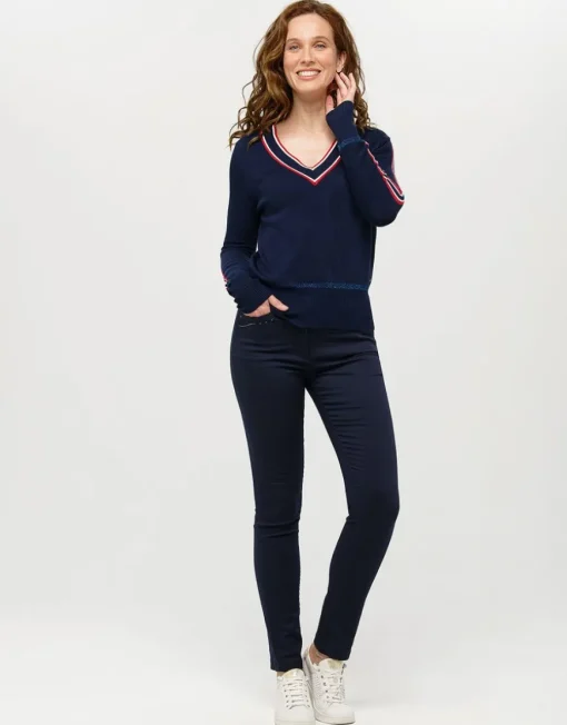 Pull V marine sport chic