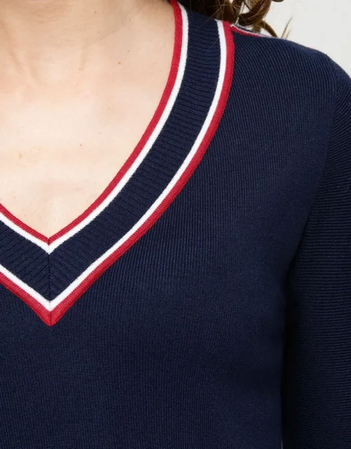 Pull V marine sport chic