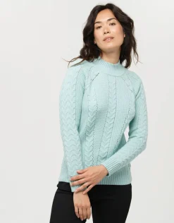 Pull vert d'eau torsades