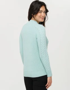 Pull vert d'eau torsades