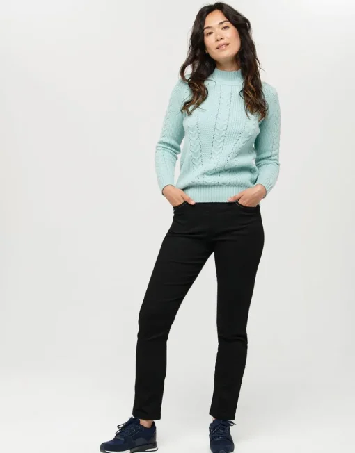 Pull vert d'eau torsades