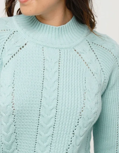 Pull vert d'eau torsades