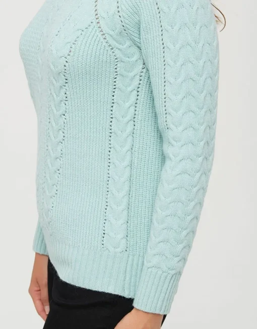 Pull vert d'eau torsades