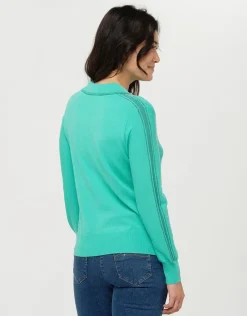Pull vert menthe col polo
