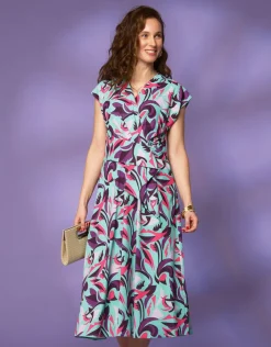 Robe drapée imprimée