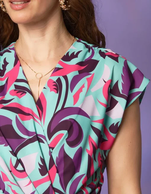 Robe drapée imprimée