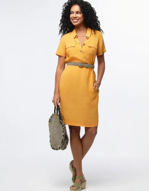 Robe en lin ocre