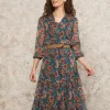Robe longue motif bleu