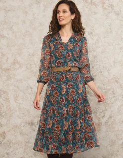 Robe longue motif bleu