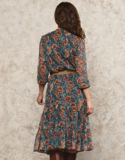 Robe longue motif bleu