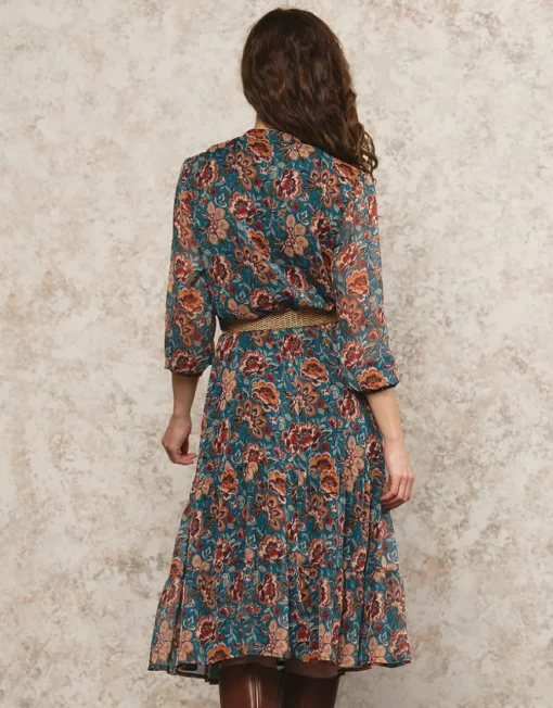 Robe longue motif bleu