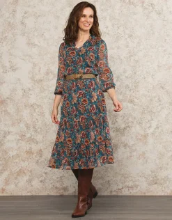 Robe longue motif bleu