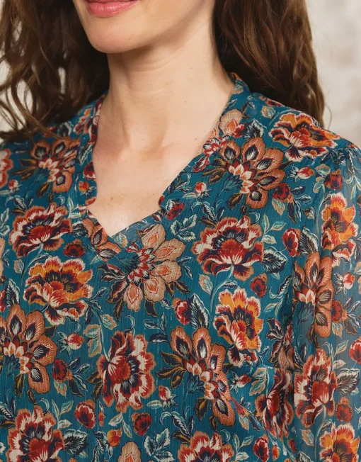 Robe longue motif bleu
