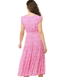 Robe longue rose