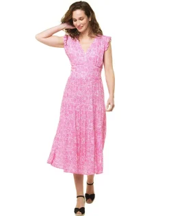 Robe longue rose
