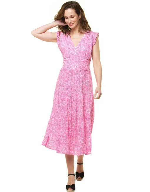 Robe longue rose