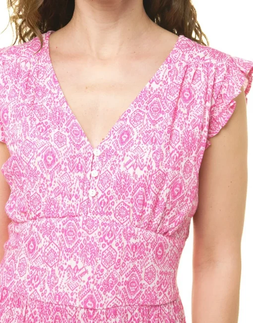 Robe longue rose