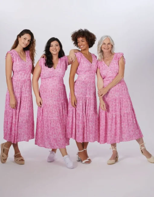 Robe longue rose