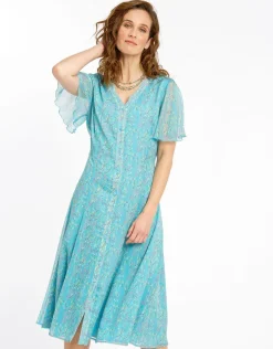 Robe longue turquoise