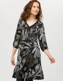 Robe motif feuillage noir