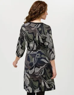 Robe motif feuillage noir