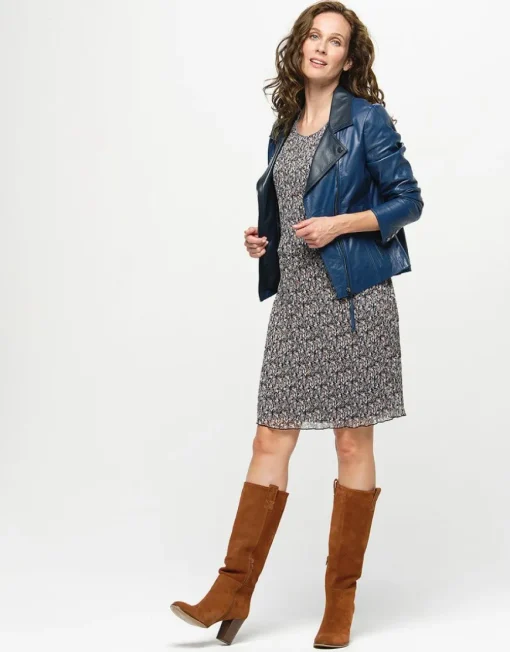 Robe plissée beige noir
