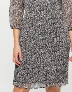 Robe plissée beige noir