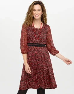 Robe voile imprimé rouge