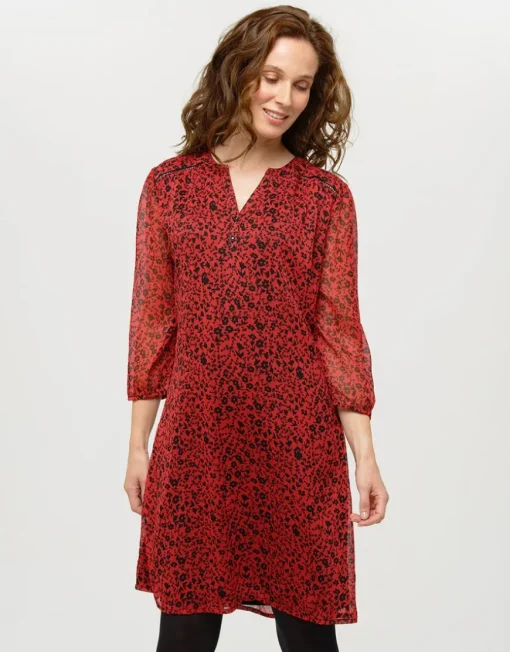 Robe voile imprimé rouge
