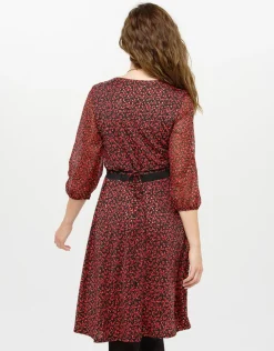 Robe voile imprimé rouge