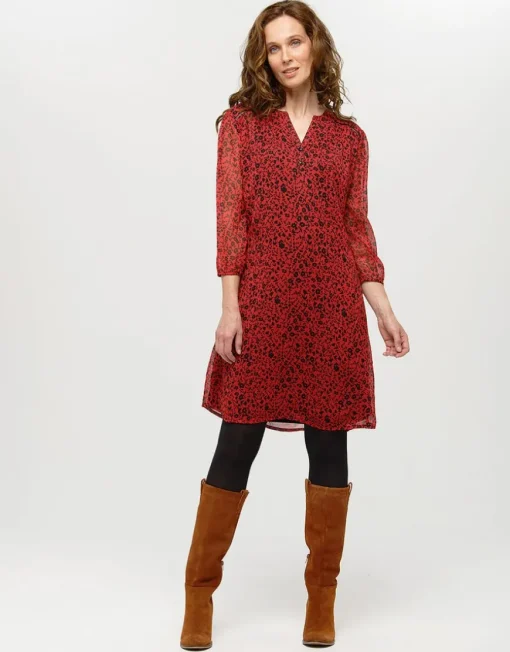 Robe voile imprimé rouge