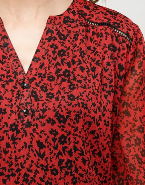 Robe voile imprimé rouge
