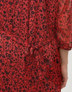 Robe voile imprimé rouge