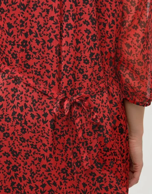 Robe voile imprimé rouge