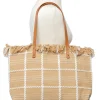 Sac cabas beige frange