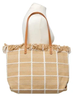 Sac cabas beige frange
