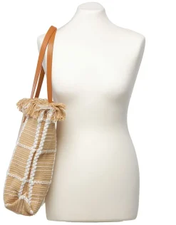 Sac cabas beige frange