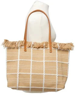 Sac cabas beige frange